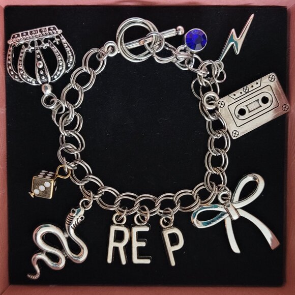 New Taylor Swift "Reputation Eras" Inspired Stainless Steel Charm Bracelet - Picture 1 of 3